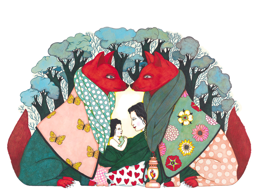 06_renards rouges - Illustrations du livre Ma mère. Editions Thierry Magnier_2015